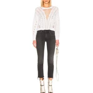 Mother The Rascal Ankle Snippet Black Cropped Fray Jeans Size 27